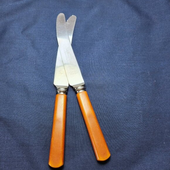 Sheffield Duracut Knives Bakelite Handle Stainless Steel Dinner Knife Lot of 2 - Picture 10 of 11